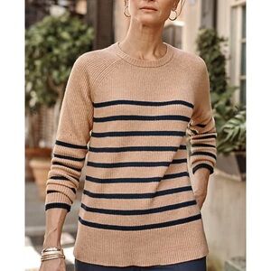 🪴JJill 3X Tan and Navy Women's Sweater